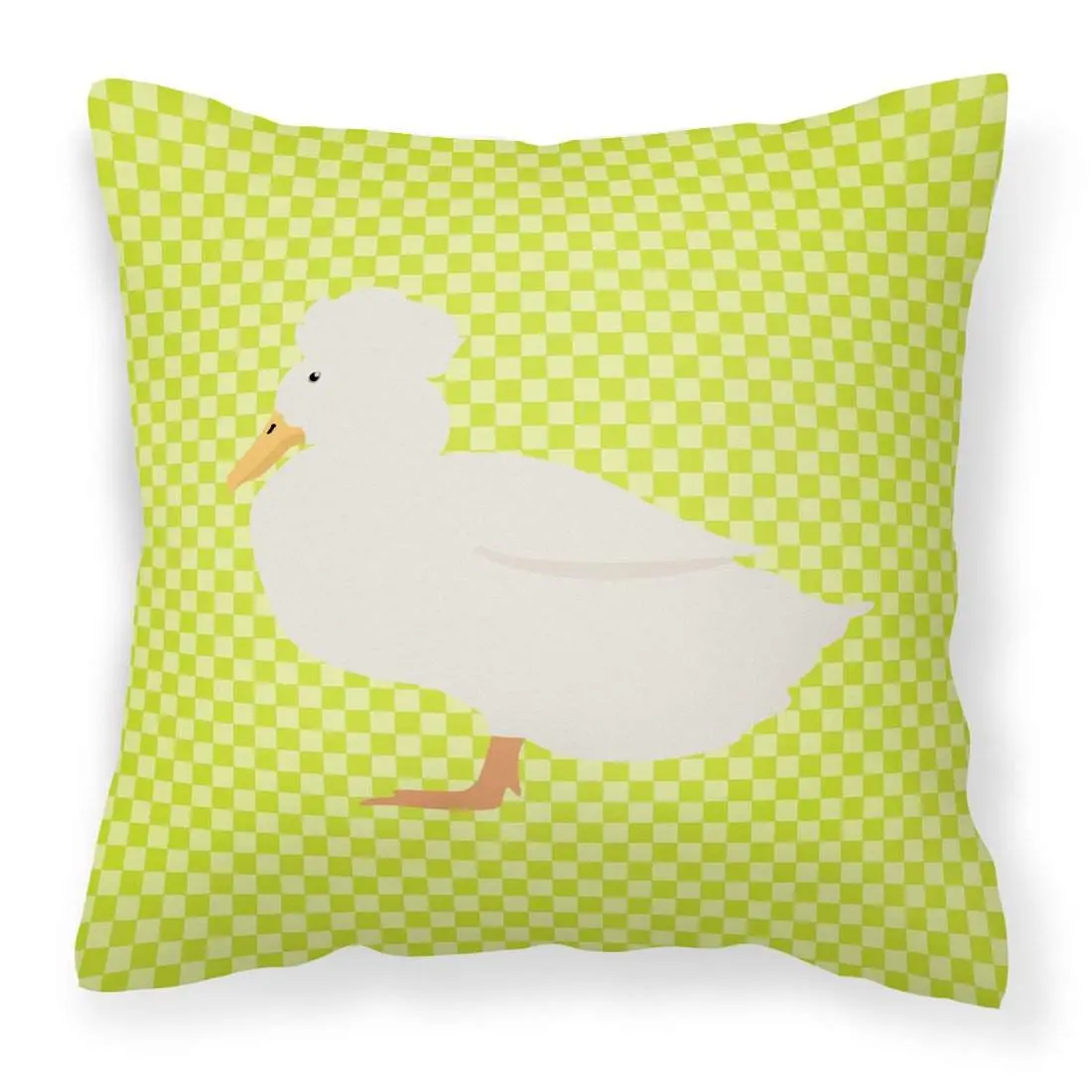 Crested Duck Print Green Fabric Decorative Pillow, Waterproof Indoor All-Seasons Cushion, BB7683PW1818