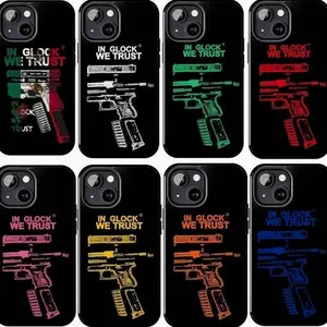 In Glock We Trust Collage iPhone Case, Vintage Mexican Glock Full Design Color Cover, Compatible with iPhone X, 11, 12, 13, 14, 15, 16, 17 & more