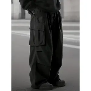 Men'sPlusSizeCargoPants,100%PolyesterSolidColorMulti-PocketStraightLegTrousers,LooseFitAll-SeasonOutdoorWaterproofFabricCasualFashionPantsforTravel&Activities-Big&TallSizesAvailable,PLUSSIZEMenswearPlain