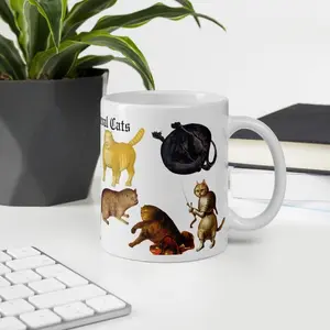 Weird Medieval Cats mug, funny ugly cats coffee cup, cat lover gift