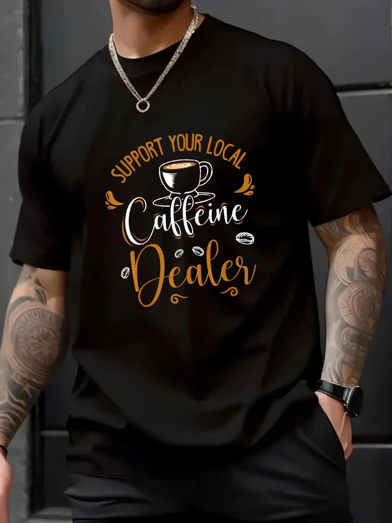 100% Cotton Unisex Support your local Coffeine Dealer Coffee Lover and Barista T-Shirt - Shine Bright Like A Star T-Shirt – Soft Touch, Unisex Fit