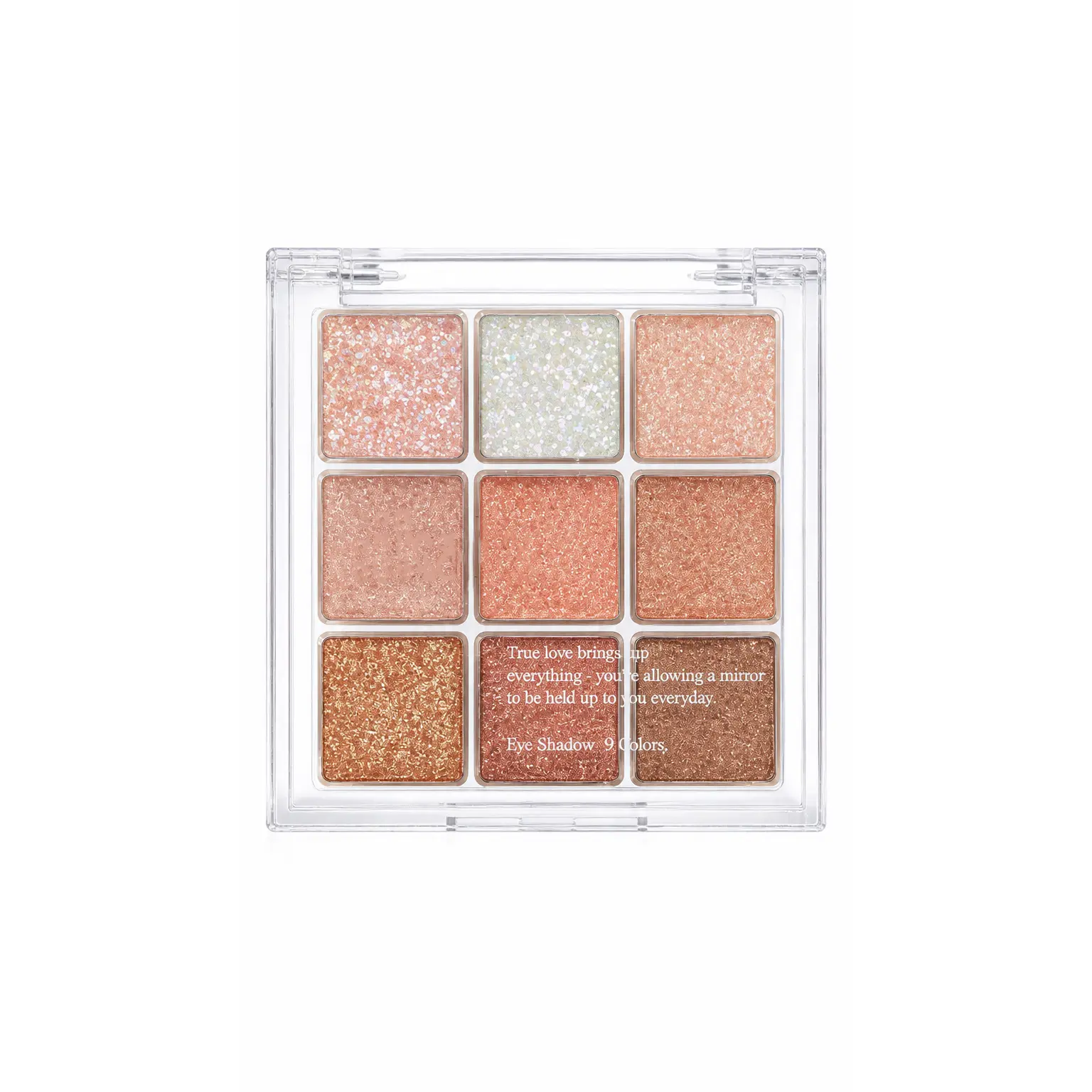 9 Shades Glitter Eyeshadow Palette, All Shimmer Sparkly Champagne Rose Gold Eyeshadow, Long Lasting Shimmery Eye Shadow for Daily Glow & Party Eye Makeup