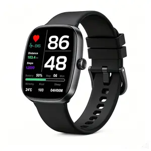 S5 Smart Watch Fitness Tracker - Heart Rate & Sleep Monitor, Step Counter, IP68 Water Resistant, Black Silicone Band for Men Women