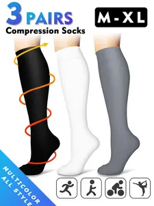 Compression Socks 15-20mmhg Wide Calf, Sporty Tight-Fitting Design, Boost Circulation & Running Performance, Ideal for Nurses & Pregnant Women