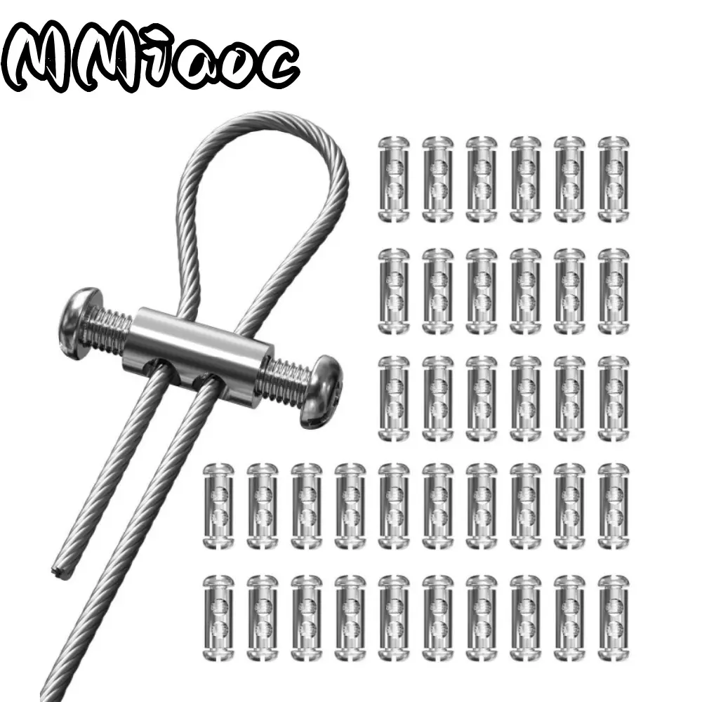 summerwins 50 Pcs Adjustable Steel Wire Rope Lock Clips, Durable Metal Hanging Clips for 1-2Mm Cable Screw Fasteners, Energy-Saving Operation, Recycling-Enabled, Ideal for Outdoor Camping Locks, Hanging Lighting