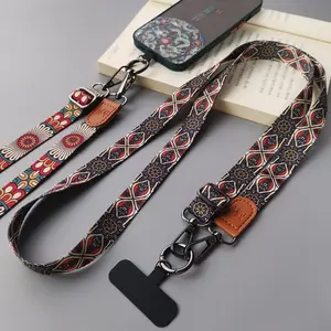 Long Phone Lanyard, Crossbody Strap, Vintage Ethnic Style, Bee Totem Design, Durable Universal Phone Holder, Retro Fashion Accessory