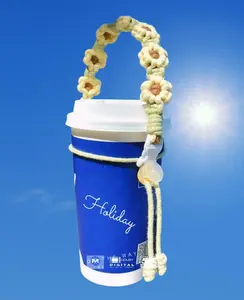 Handmade Macrame Daisy Water Bottle Strap Holder Paracord Strap Carrier