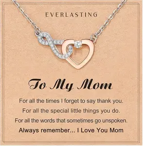 Dainty Heart-felt Infinity Heart Necklace for Mother Daughter Girlfriend Soulmate Grandma Granddaughter Bonus Mom Bonus Daughter Mother-in-law Friend, inspirational message card gift