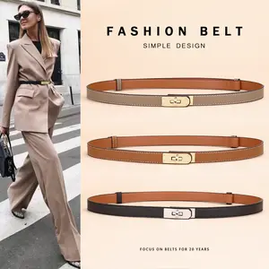 Dress Belt Accessory Leather Belt for Women Cowhide Decorative Skirt Suit Coat Waist Cincher No Punching Required Boho Style Belt Vintage Solid Buckle