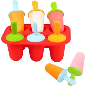 Silicone Popsicles Molds for Toddlers, 6-Cavity Non-BPA Premium Silicone Small Popsicle Molds, Ice Pop Mold with 6 Colorful Reusable Sticks for Kids (Red)