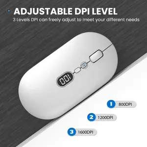 Freewolf X1 Wireless Lightweight Ergonomic Mouse with Battery Display Screen 2.4G Slim Portable Wireless Mice for Laptop Rechargeable Cordless Silent Click Computer Mouse Up to 1600 DPI For PC Mac Macbook Office