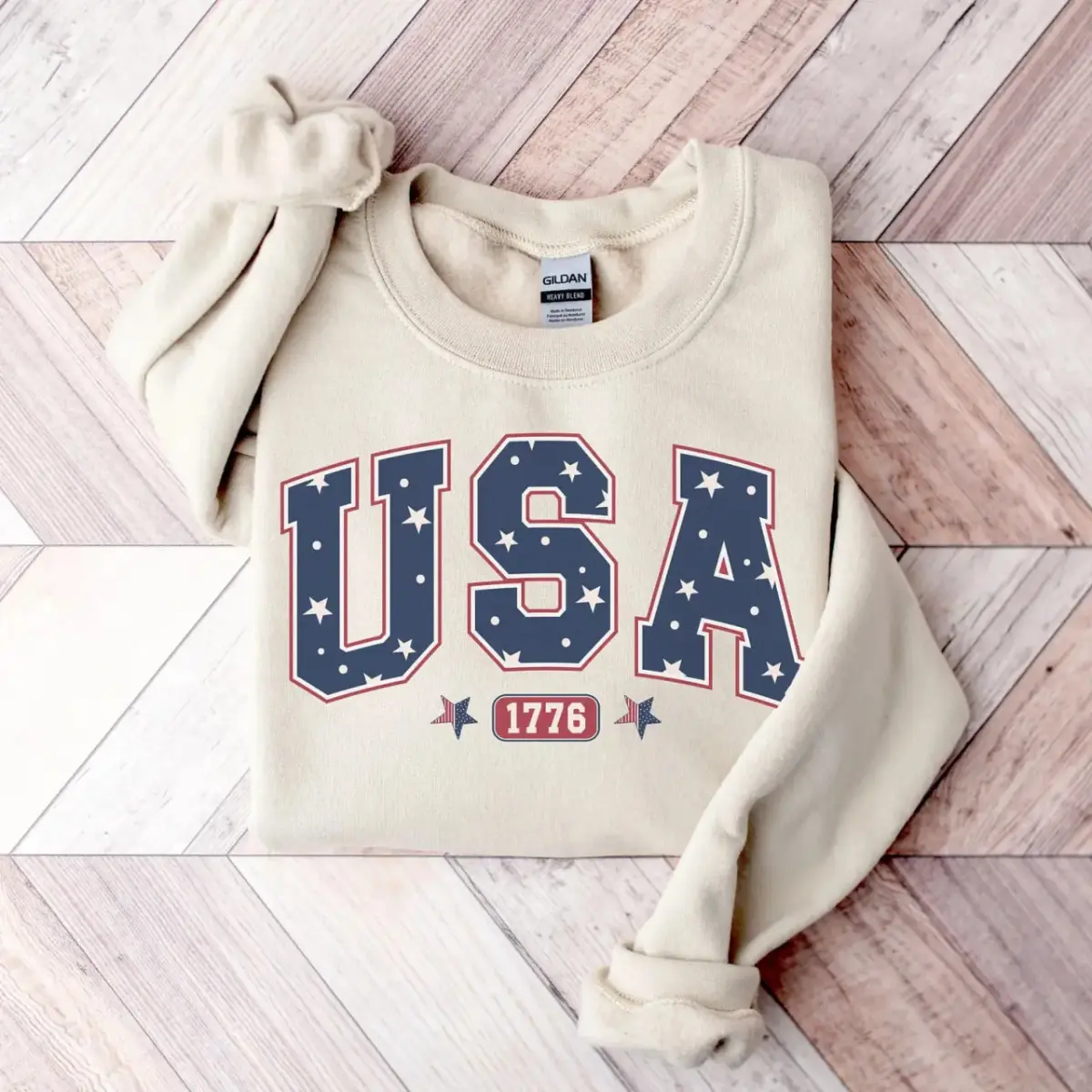 Vintage USA Sweatshirt, 4th of July Sweater, America Sweatshirt, USA est 1776, Patriotic Crewneck, Womens 4th of July Sweatshirt, Flag Sweatshirt