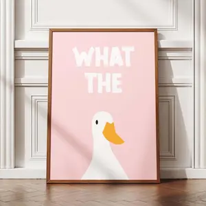 Funny Duck Bathroom Poster, Pink Humor Sign W