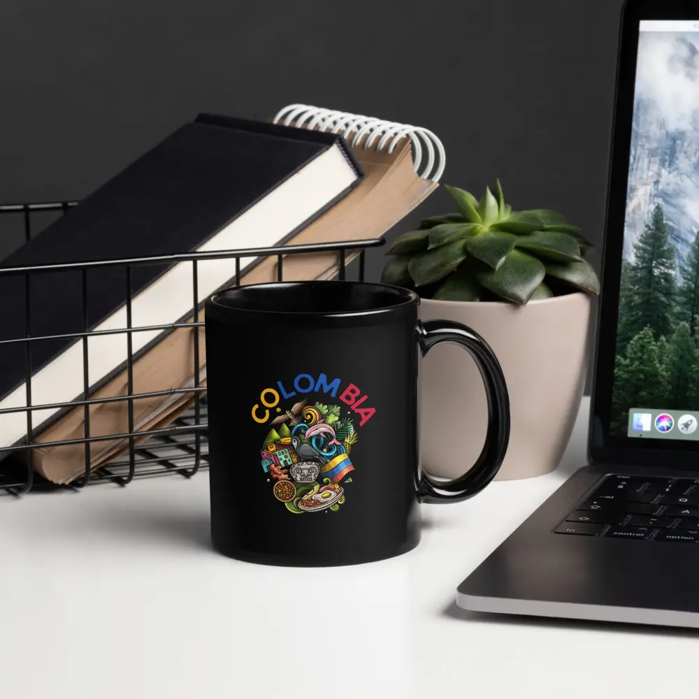 Colombia  Black Glossy Mug
