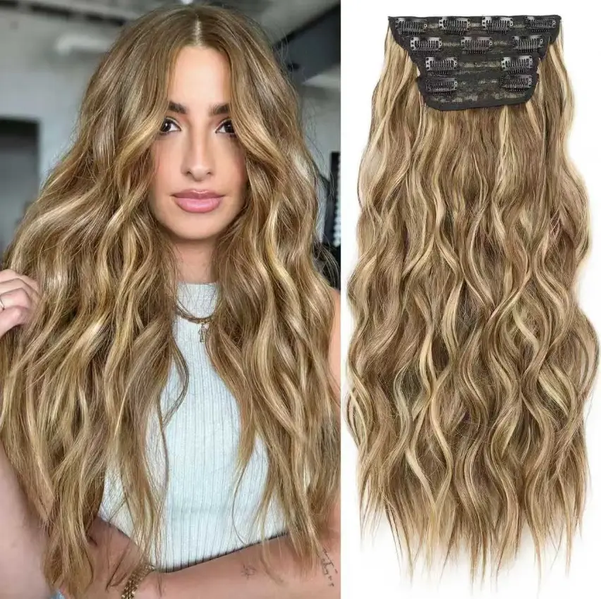 [Plodon] 24/20/16-Inch 4-Piece Set (4/3/2/2 Clips) — Volumizing Hair Extensions. Natural & Seamless: Invisible Edges, Undetectable Look; Comfortable Wear: Pressure-Free Fit; Natural Volume: Adds Fullness & Body; Perfect for Spring & Summer. tiktokshopspri