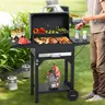 MASTER COOK Portable Freestanding Charcoal Grill - Metal Frame, 2 Side Tables, 332 SQIN Cooking Area, Open Flame Outdoor Barbeque Bbq Pit for Smoking Meats, Party, 332 SQIN for Groups (Black)