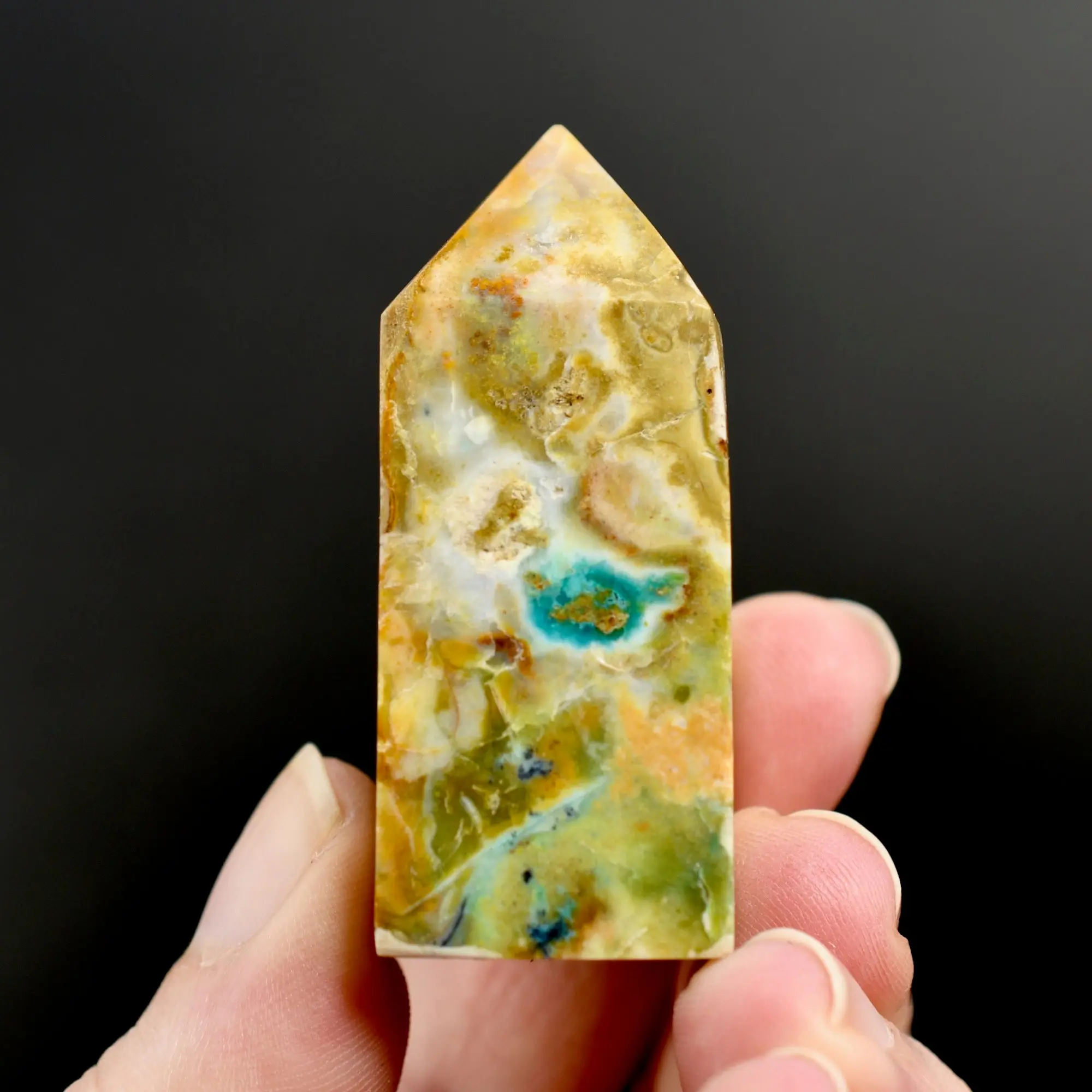 2in 42g Rare Blue Opalized Petrified Wood Tower, Indonesia