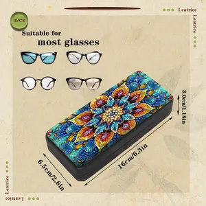 5D DIY Diamond Painting Glasses Case Kit, Blue Mandala Flower Pattern Rhinestone Eyeglass Storage Box, Hard Shell Sunglasses Holder Craft Gift for Women Girls