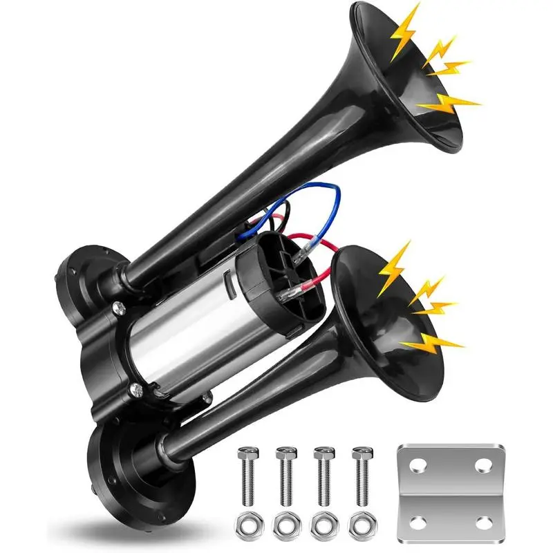 12V 130DB Air Horn Dual Horn,Dual Electric Air Horns Ki with 120 PSI Air Compressor,for Truck Boats Car