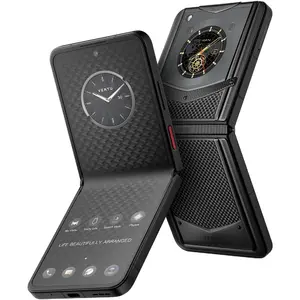 VERTU IRONFLIP Custom Carbon Fiber Flip Cell Phone, Unlocked Android 5G Smartphone, Foldable Design, One-Hand Control, 50MP Camera, 12G+512G, Dual SIM, 6.9" 120Hz OLED, Fast Charge
