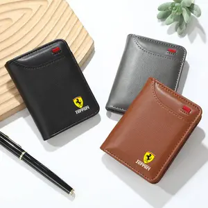 Ferrari Car Emblem Soft Wallet, Leather Mini Credit Card Purse, Portable Small Wallet for Sp1 812 F40 F12tdf Sf90 458 488 F12 Ff Accessories