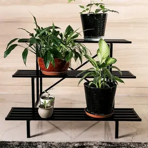 Zhongma 35.43 x 26 x 23.6 in 3-Tier Black Metal Plant Stand with 660 LBS Capacity
