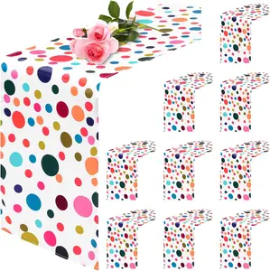 1 6 Pack Colorful Polka Dots Table Runner Polyester Iregular Dots Table Runner Classic Modern Elegant Design for Indoor Outdoor Banquet Party Wedding (12 x 72 Inch) Tablecloth Decorations