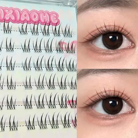 MIXIAOHE glue-free, Glueless Lashes Clusters, False Eyelashes Clusters, Diy Makeup Lashes, 60 clusters DIY free removal C degree Japanese and Korean style daily segmented adhesive strip extension simulation eyelashes DIY Eyelash Extensions