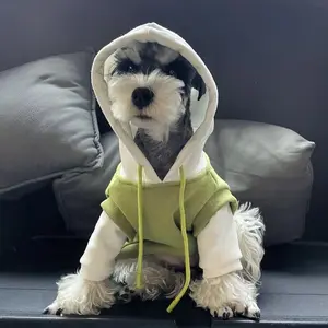 Small Dog Color-Block Hoodie Winter Warm Pullover with Adjustable Drawstring Hood Soft White Lime Green Two-Tone Design for Small Breeds Dog Sweater for Small Dogs Cold Weather Clothing Casual Pet Wear Cozy Pet Wear Pet Fashion Lovers