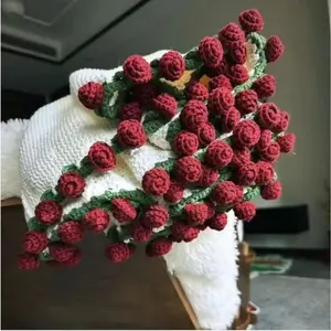 1pc Handmade Bouquet Blanket, Finished Rose Design Throw for Sofa Bed, Romantic Gift for Anniversary, Cozy Nap Blanket
