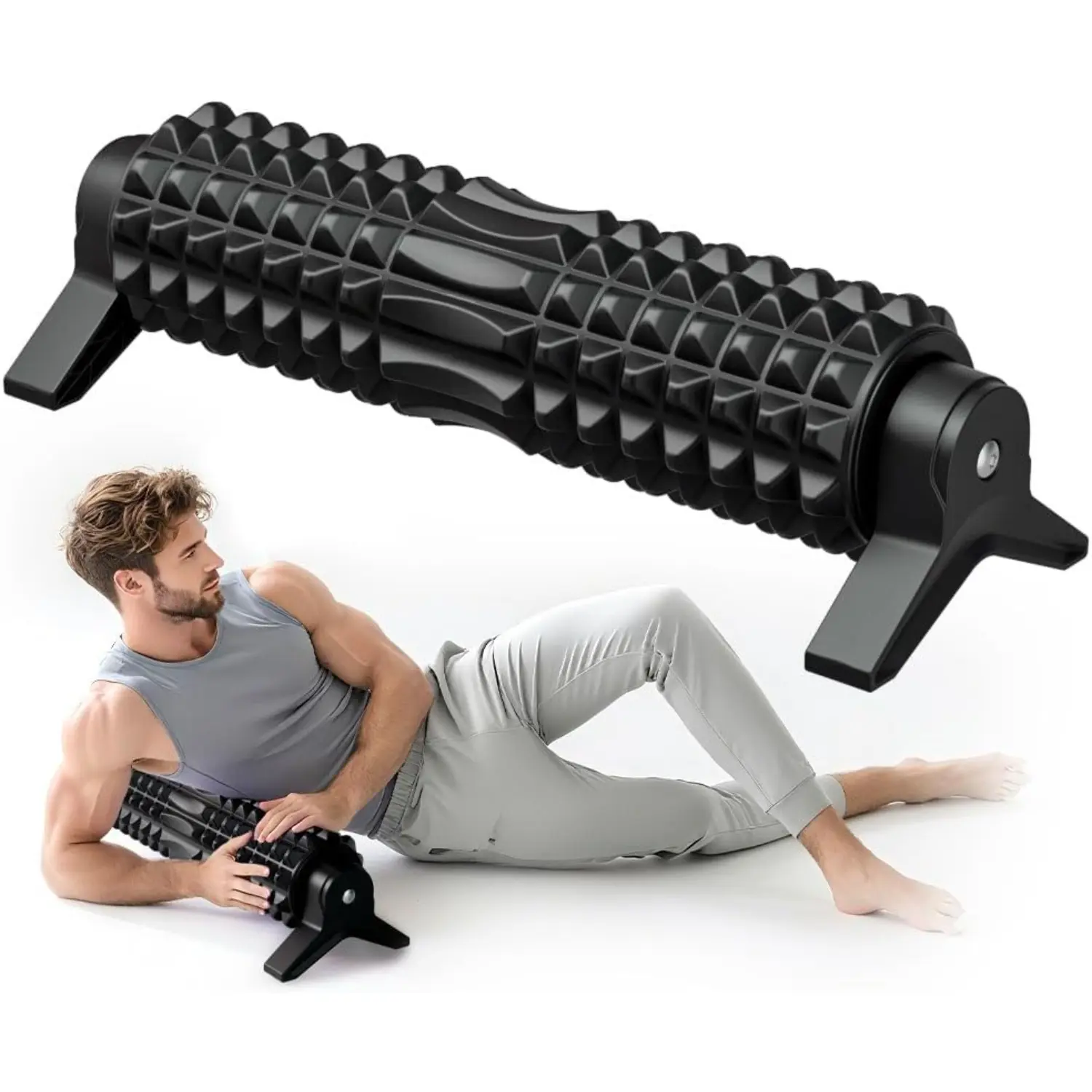 Solid Foam Roller with Stand for Pilates and Gym Recovery