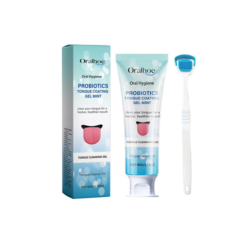 Tongue coating cleaning set: Gently cleans food residues on the tongue surface and provides oral care  Cleansing coconut mint teeth brush