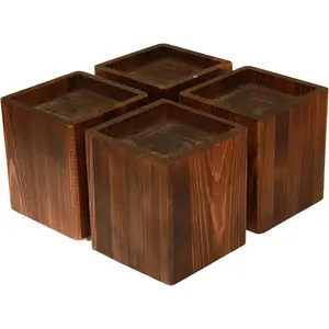 Bed Risers Furniture Lifters Wood (Set of 4), Rustic Pine, Create (Dark)