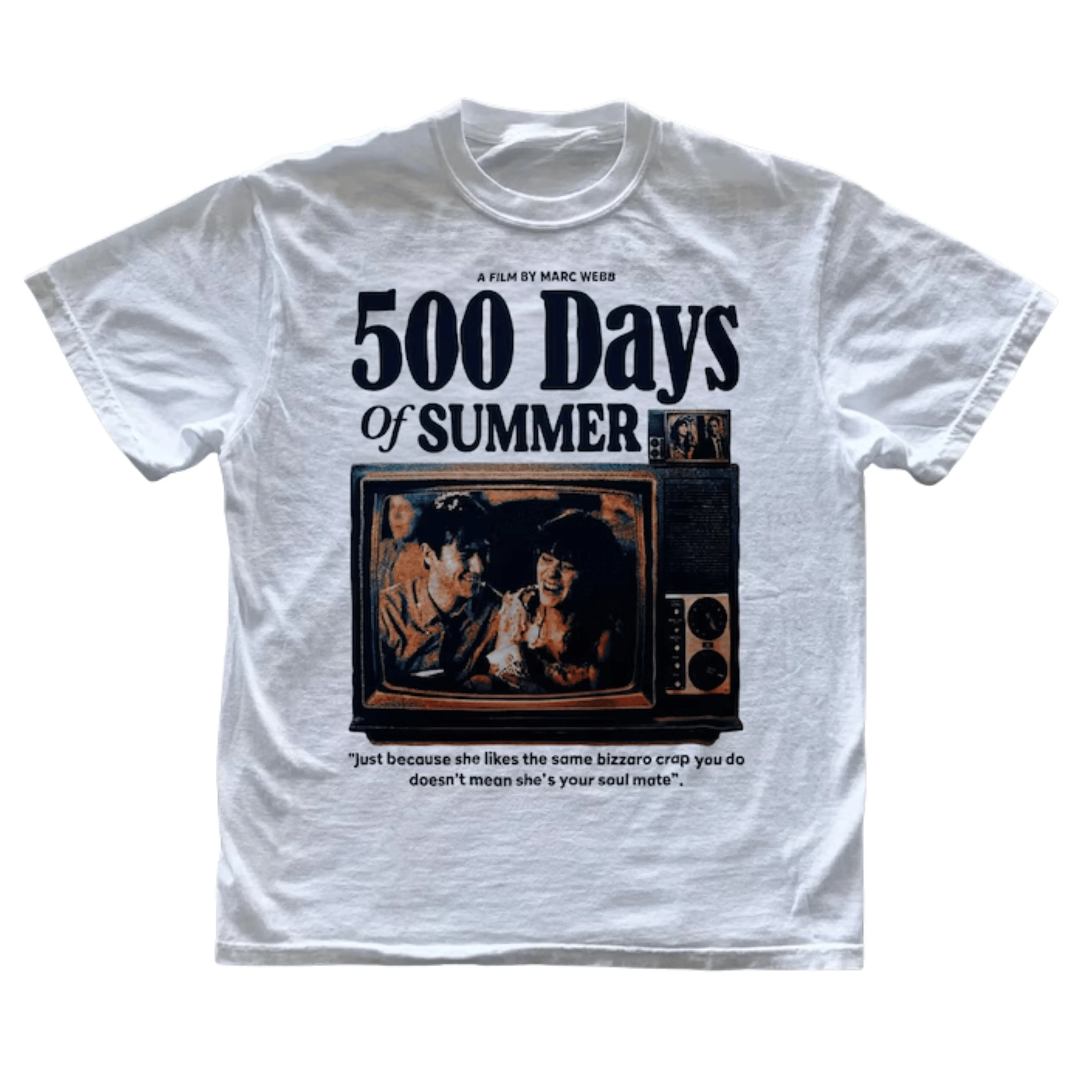 Gildan Men's and Women's T-Shirt, Vintage 500 Days Of Summer Graphic Tee, Joseph Gordon-Levitt Zooey Deschanel Shirt, Tom Hansen Summer Finn Top, Same Bizzaro Crap Soul Mate Quote, Retro Indie Rom Com Merch, Bootleg Film Apparel, Unisex Streetwear