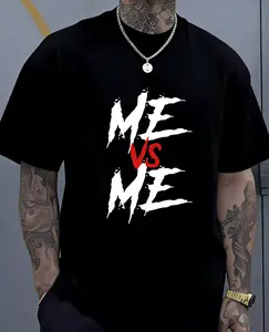 ME VS ME Printed Men's Comfortable Tee Shirt, Breathable Tees For Men, Lightweight Short Sleeve T-shirt For Summer Outdoor Activities