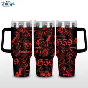 Suicideboys Red G59 20oz - 40oz With Handle Tumbler, Dark Trap Music Stainless Steel Tumbler, Underground Rap Fan Gift, Gothic Aesthetic Drinkware, Perfect Gift For Rap Lovers