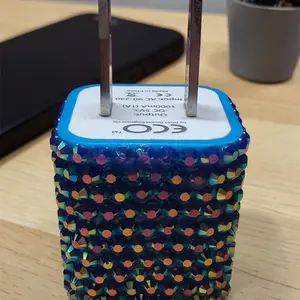 Bedazzled USB-A Wall Charging Block, Charger for Smartphone, Mobile & Electronic Devices with Stable Connection