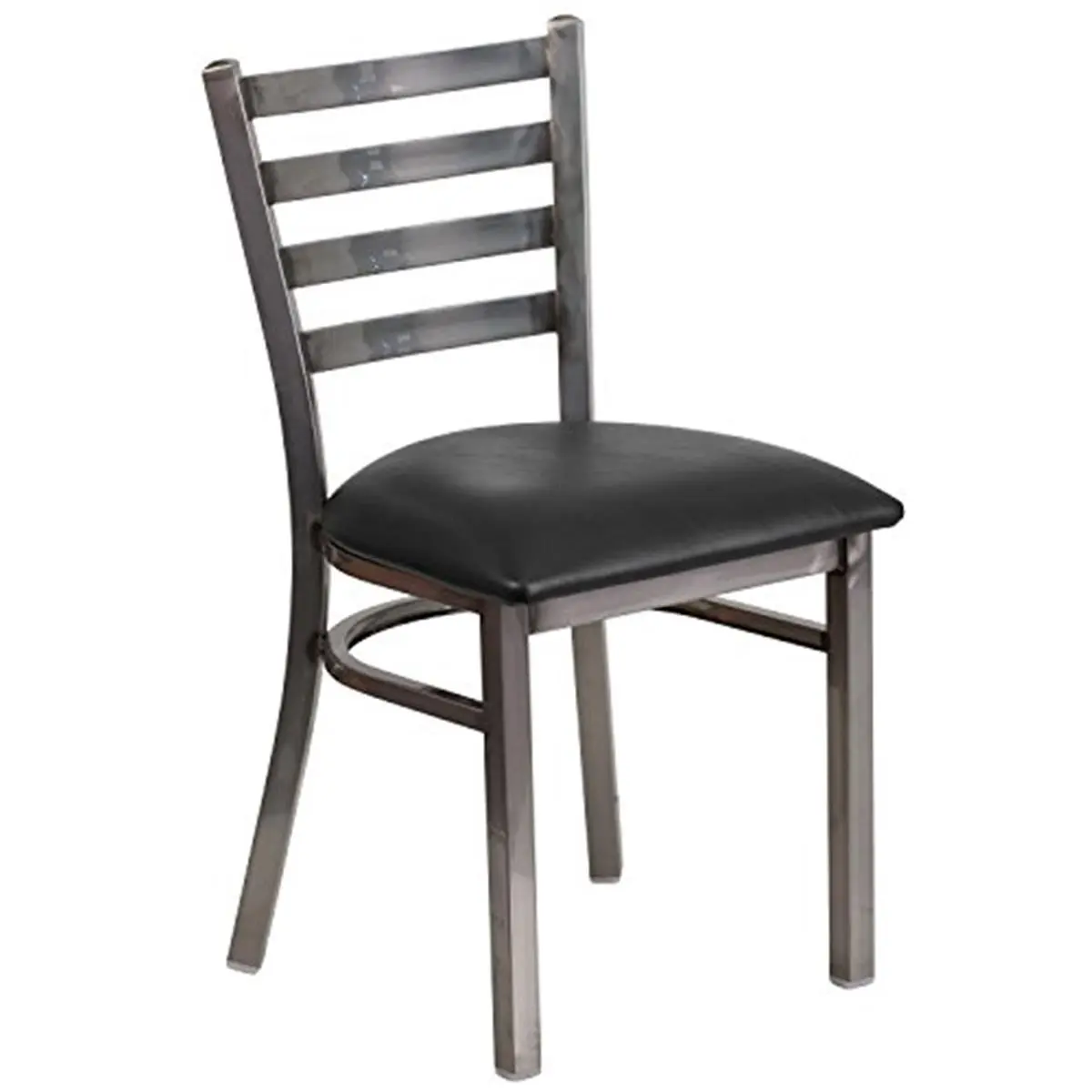 212 MAIN Hercules Series Ladder Back Metal Restaurant Chair - Black, Welded Joints Metal Frame, Vinyl Seat Cushion, Heavy-Duty Sturdy Tough Chairs, Heavy-Duty Chairs