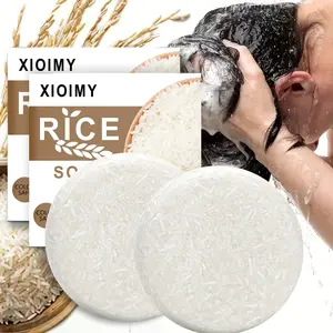Natural Rice Cleansing Hair Soap, 60g Oil Control Shampoo Bar, Instant Clean, Hydrate & Moisturize Dry Frizzy Ends, 7-In-1 Anti-Frizz Conditioning Balm