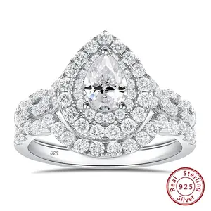 Wedding Ring Set 5A Cubic Zirconia Women's Engagement Rings 925 Sterling Silver Pear Shaped Luxury Jewelry BR2044 NS #Love Story