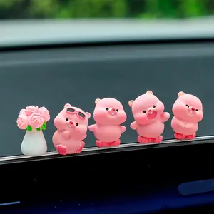 Cute Cartoon Animal Figurine Set, Includes Adorable Bear and Hamster Floral Decor, Car Dashboard Interior Decoration, Car Interior Accessory
