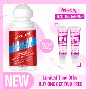 Body Glue Adhesive 60ML Roll-On Versatile Strong Hold for Temporary & Permanent Use Easy Application for Adults & Children Free Gift 2PCS 15ML Body Glue