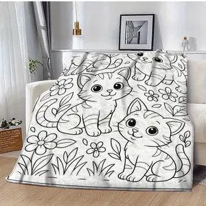 Premium thickened flannel blanket coloring page design anime aesthetic thanksgiving christmas celebration versatile sofa bed throw travel ready cozy wrap birthday gift surprise plush bedding