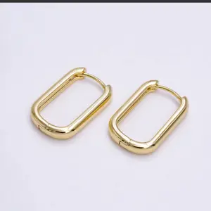 14K Gold Filled 12mm Minimalist Rectangular Huggie Earrings - Elegant Design with a Simple and Classic Look