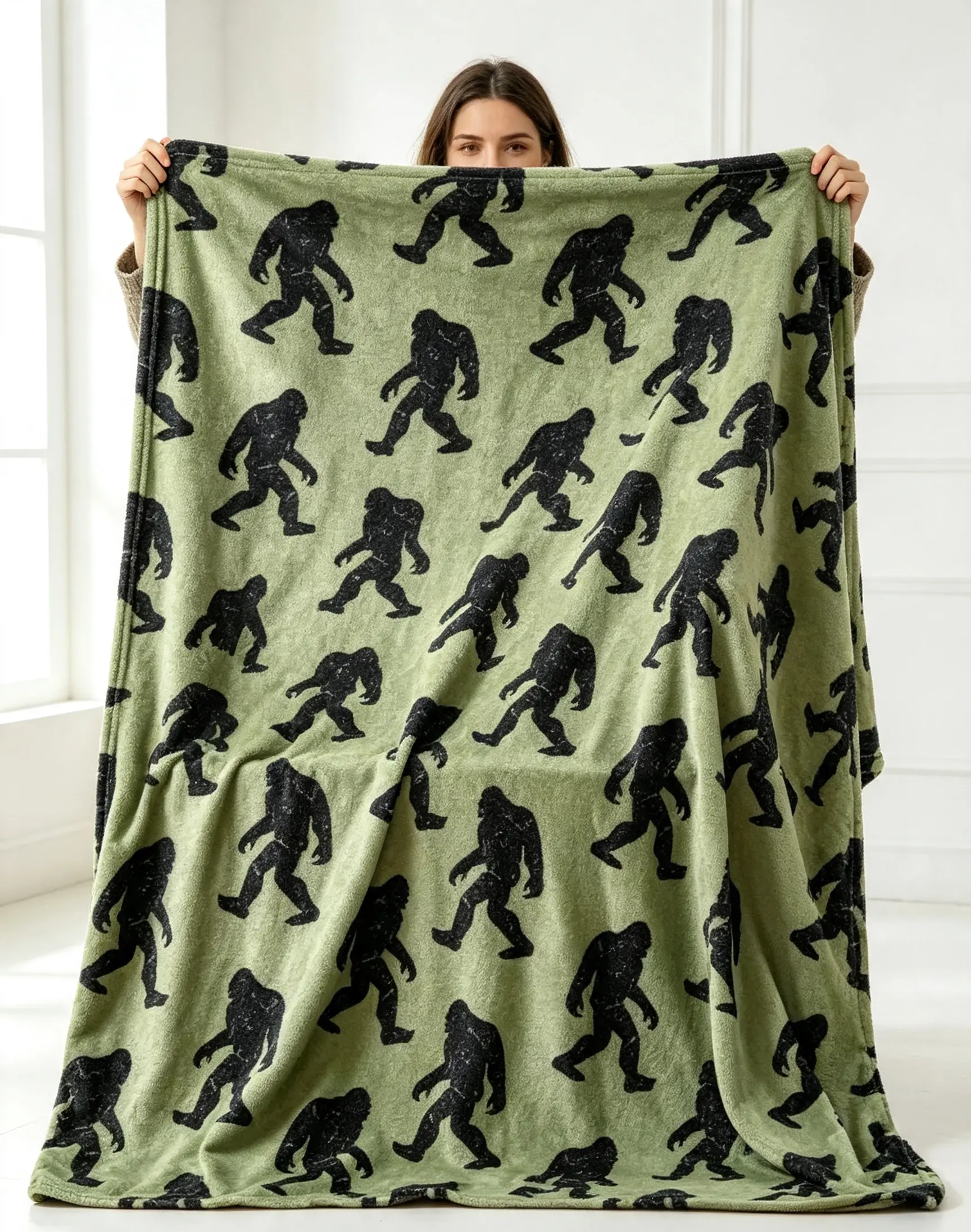 [Back to School] Funny Big Foot Sasquatch Gifts, Bigfoot Blanket for Men Women, Funny Birthday Unique Sasquatch Gifts, Vintage Flannel Throws Blanket for Bed Sofa Car, Gift for Him, Printed on One Side