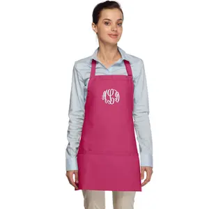 Monogrammed Apron, Heavy Cotton Twill Bib, Large Pockets, Custom Womens Apron, Kitchen Baking Gift
