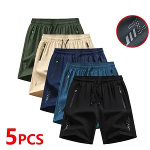 Men's Summer Sports Shorts, Quick-Dry Lightweight Breathable Fabric, Reinforced Zipper Pockets, Elastic Waistband with Drawstring, Lightweight and Comfortable, Casual Loose Fit, Suitable for Running, Workouts, Cycling, Basketball, Tennis, Outdoor Sports a