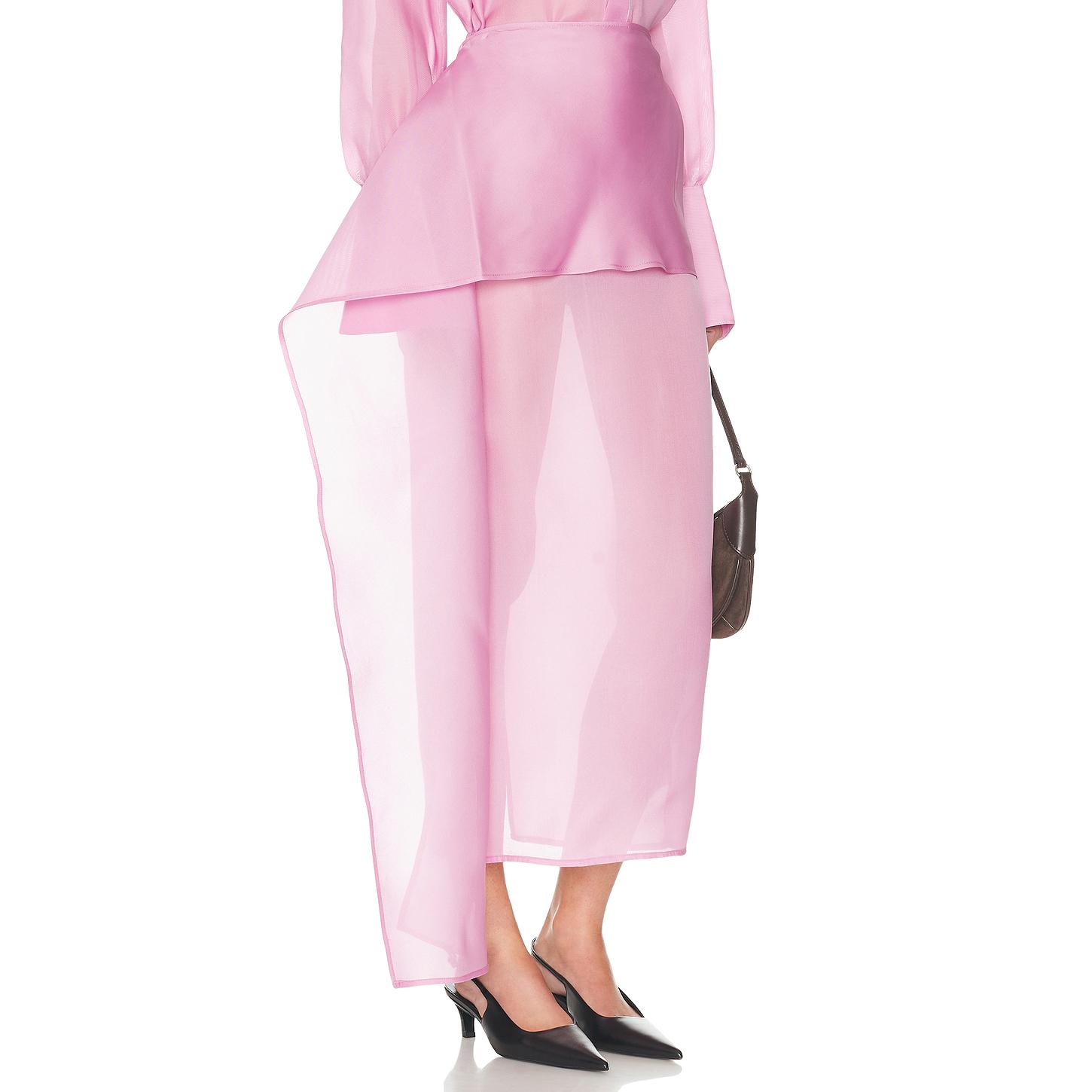 Helsa The Silk Gazar Skirt With Drape in Stone