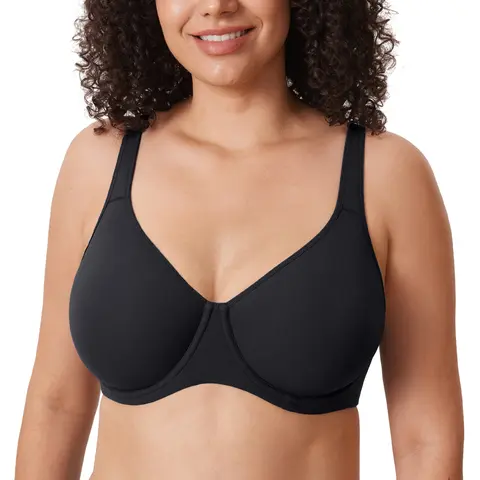 DELIMIRA Women's Inbarely Plus Full Coverage Bra No Padded Plus Size Underwire Unlined Seamless Bras