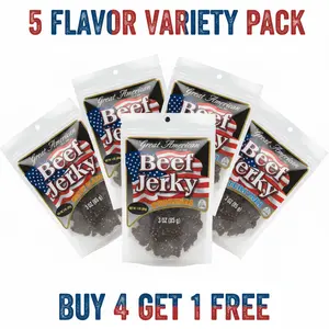 Great American Beef Jerky - 5 Flavor Variety Pack 3oz | Buy 4 Get 1 Free